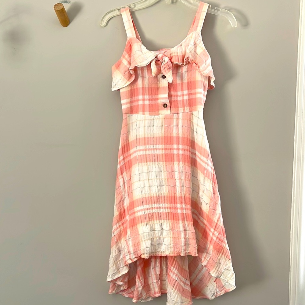 Girls pink plaid dress